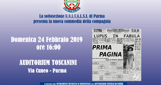 Prima Pagina - Commedia a favore UNITALSI Parma Prima Pagina - Commedia a favore UNITALSI Parma